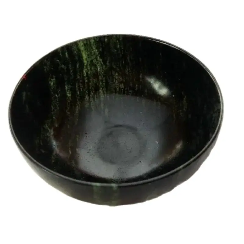 

China Handmade Jade Carving Movable Magnetic Jade Bowl Blackish Green Jade Bowl Collection Ornaments Decoration Gift