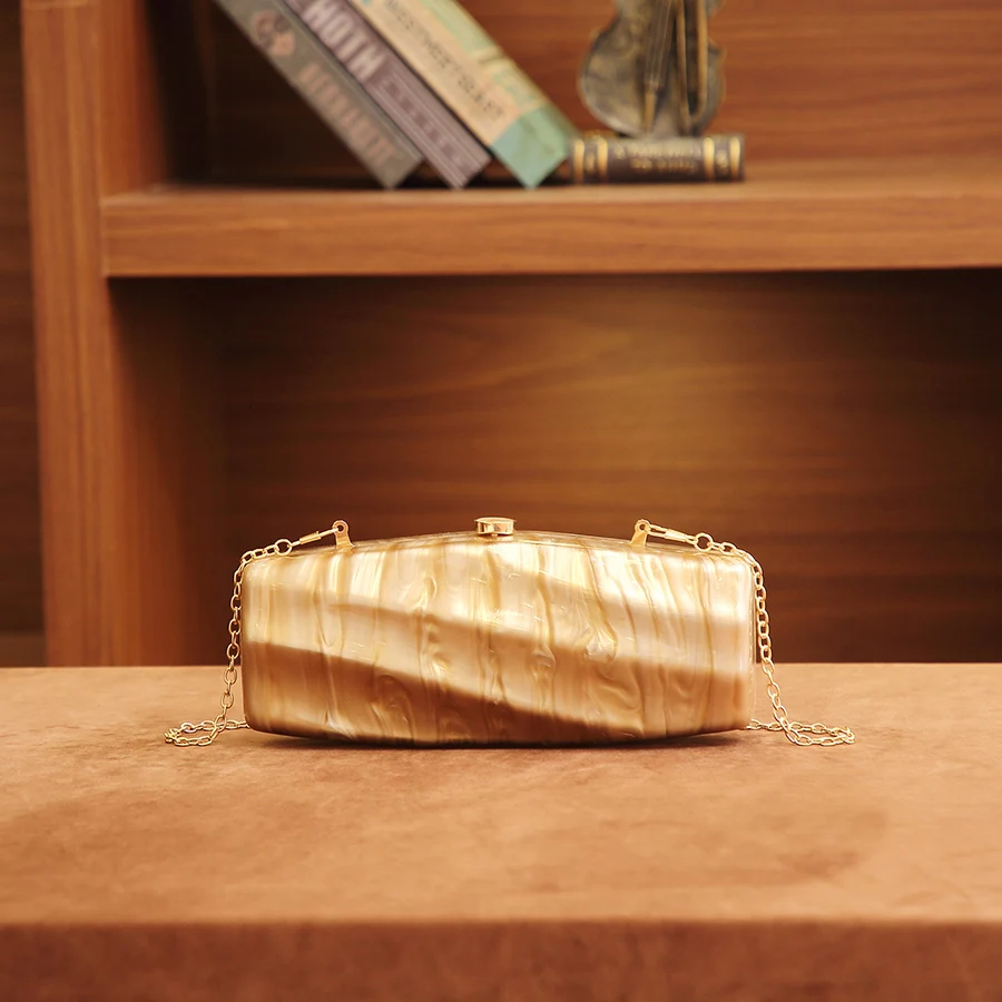 Fashion Rectangular Striped Irregular Dinner Bag Acrylic Chain Shoulder Crossbody Bags Party Evening Clutch Purse Handbag Bolsa