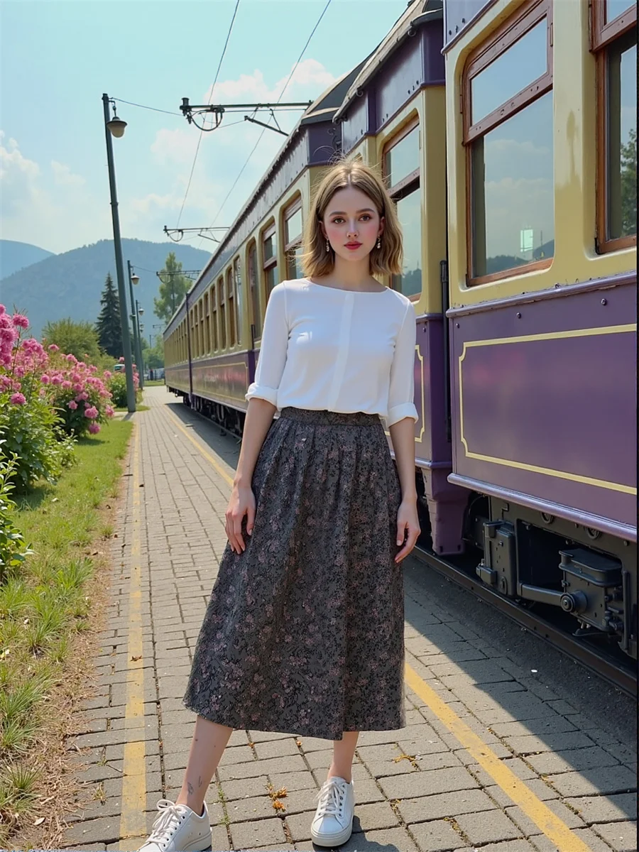 Midi bloemen bedrukte rokken dames baljurk mesh tule elegante taart geplooide taille ruche applique bohemien college festival