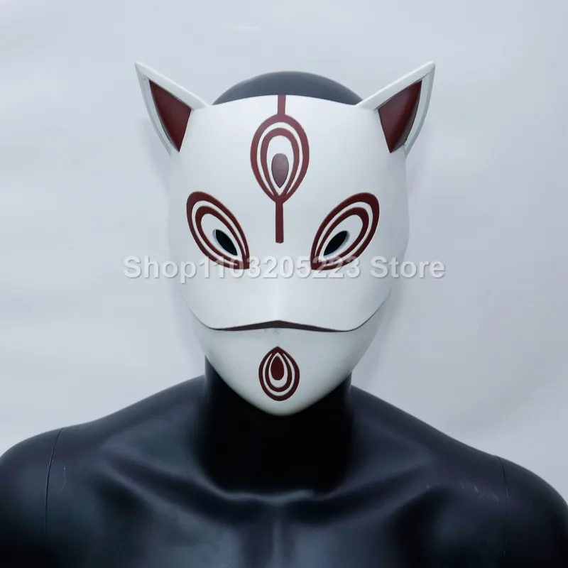 

Anime peripheral mask cosplay Japanese fox full face white resin mask Halloween party costume supplies