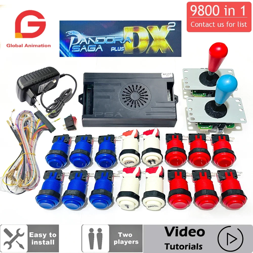 9800 in 1 Pandora Saga Box DX Special Plus DIY Kit 8 Way Joystick American Style Push Button Arcade Game Console Cabinet Bartop