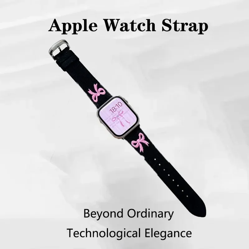 Bow Cowboy Embroidery Strap For Apple watch Band Ultra 2 49mm 10 9 45mm 46mm 41mm Watchband Bracelet For iwatch 6 5 42 44mm 40mm