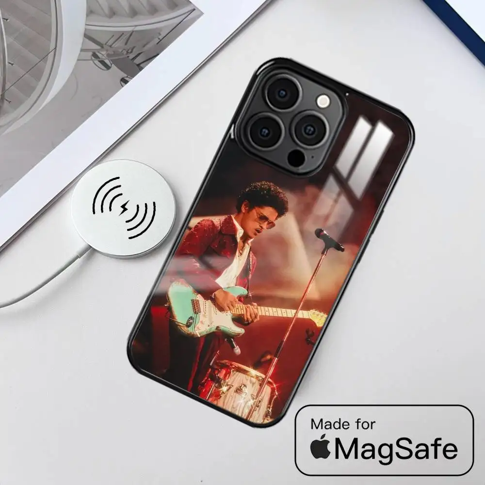 Cantor b-bruno marte caso de telefone para iphone 16 15 14 13 12 11 pro max plus mini magnético magsafe capa de carregamento sem fio