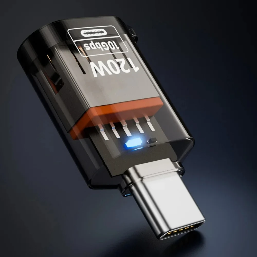 

120W Game Transparent Adapter Digital Display USB to Type-C/Type-C to USB Gaming Accessories For Macbook Data Transmission Phone