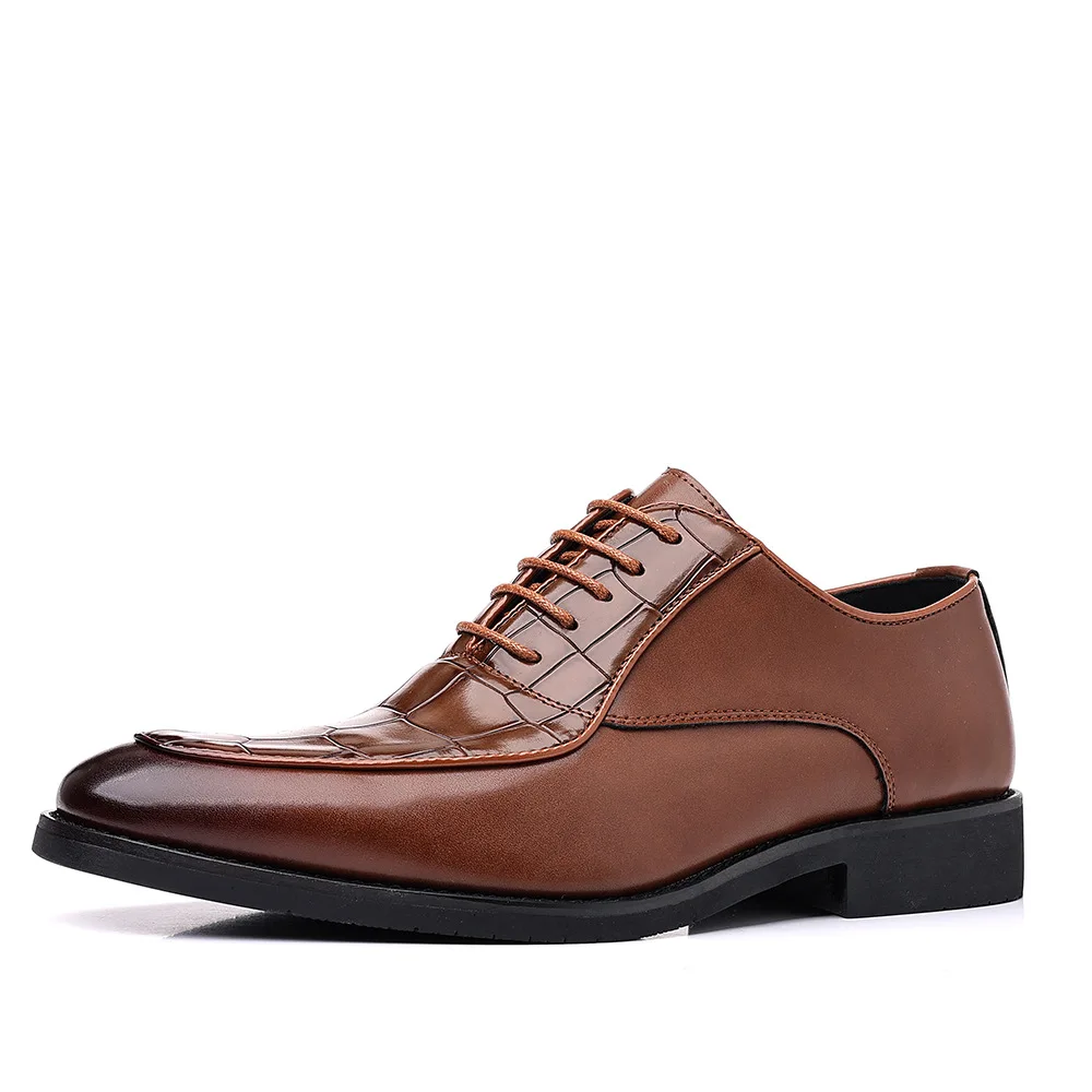 

Casual Checkered Retro Business Men's Shoes Soft Sole Big Size Wedding Shoes Male Spring Autumn Lace Designer Leather Shoe Man