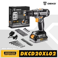 DEKO  Electric Drill has two changing speeds 20V Cordless 18+1 Torque Screwdriver 29pcs Drill Set with 1.5ah Battery and Charger