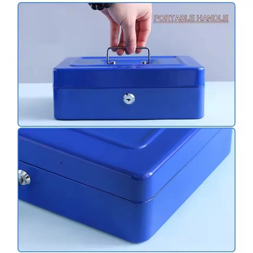 12Inch Portable With Tray Key Code Lockable Petty Cash Box Home Store Jewelry Money Watch Deposit Steel Tin Metal Safe Box