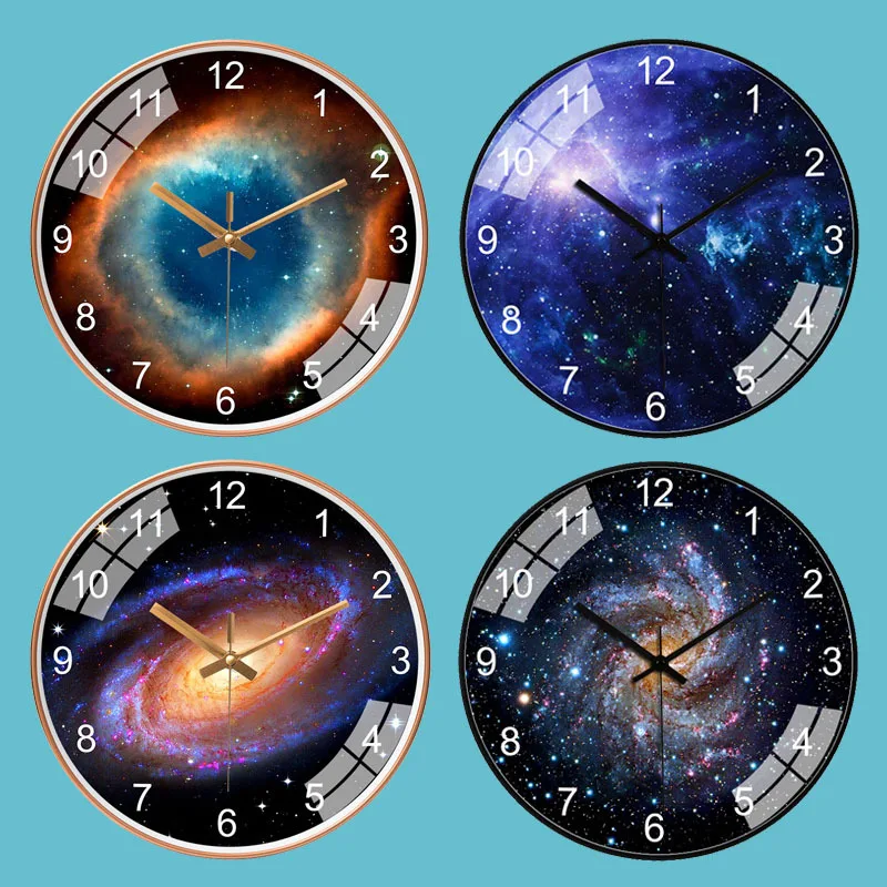 

12 Inch 30cm Nordic Wall Clock Living Room Bedroom Silent Clock Star Space Galaxy Home Wall Clock Wall Decoration Clock