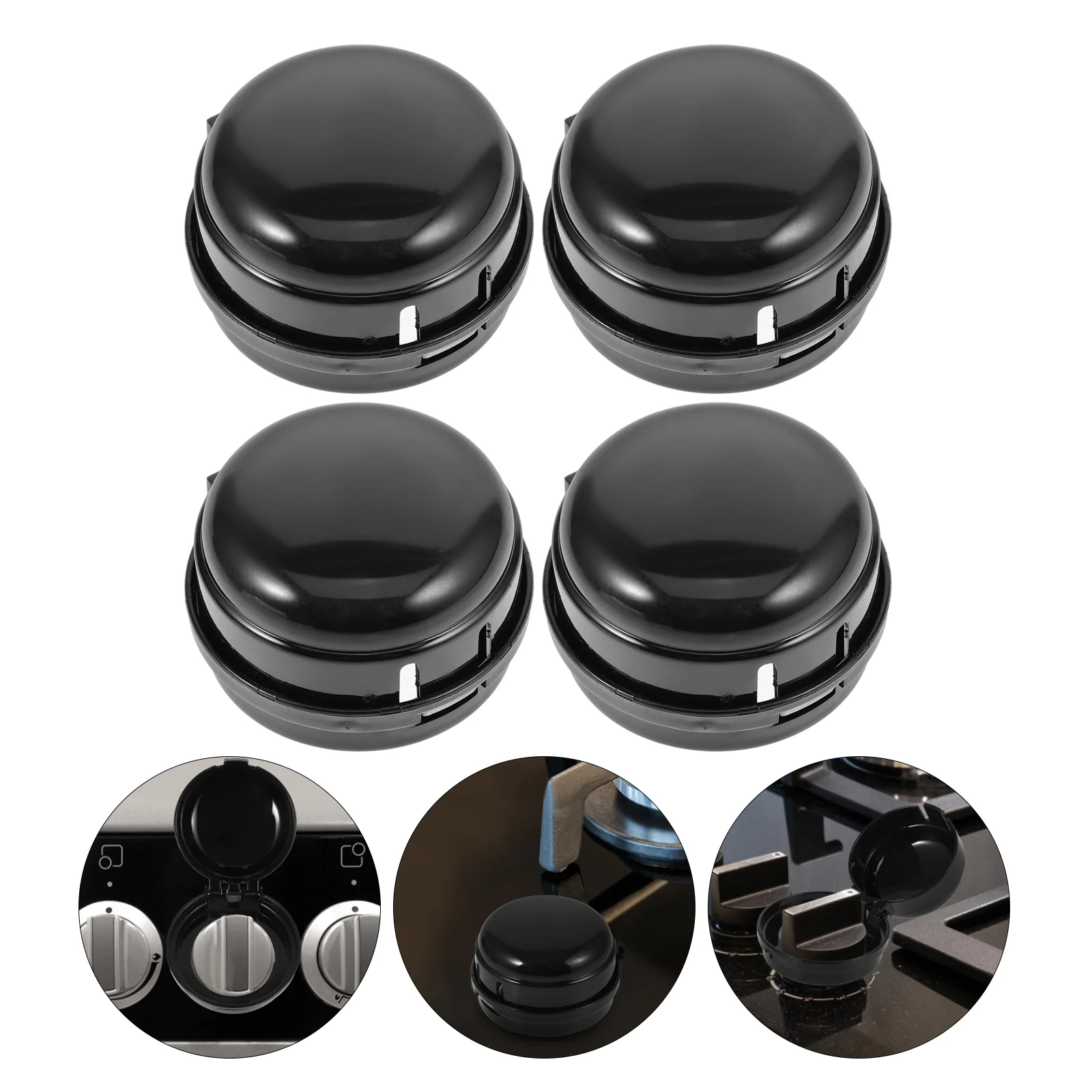 5 Pcs Kitchen Knobs Protector Switch Cover Kitchen Protector for Child Safety Guard Protector Door Lock Black Handle Trace Gas