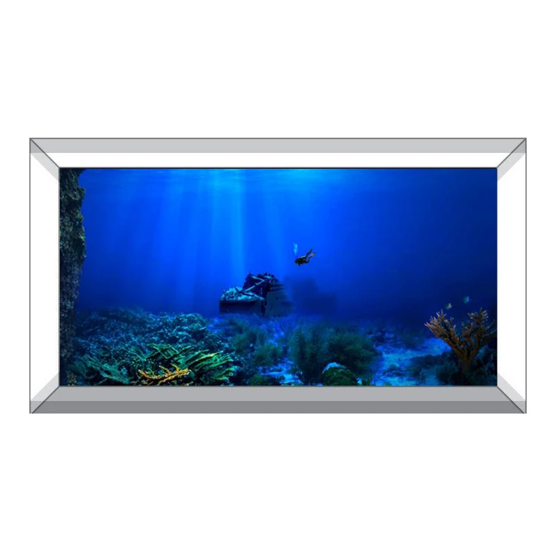 3D Effect Underwater Sunlight Rays Cave Aquarium Background Sticker Selfadhesive Fish Tank Backdrop Decorations