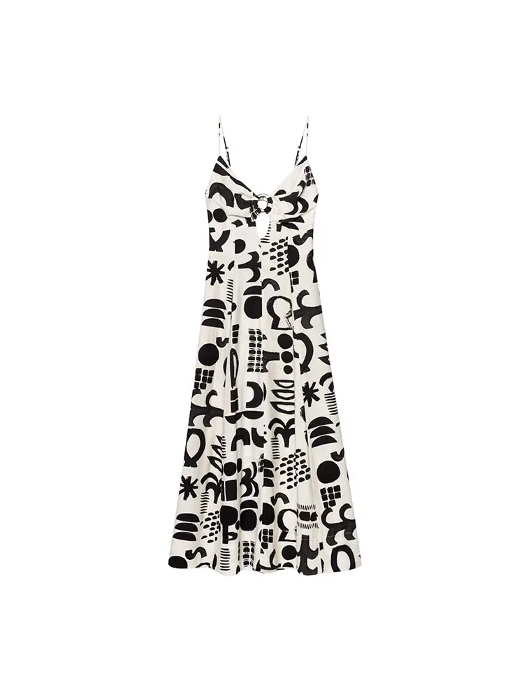 

2025 Women Summer Strap Dress Fashion Print Strapless Drawstring Bow Female Elegant Street MIDI Dresses Clothing