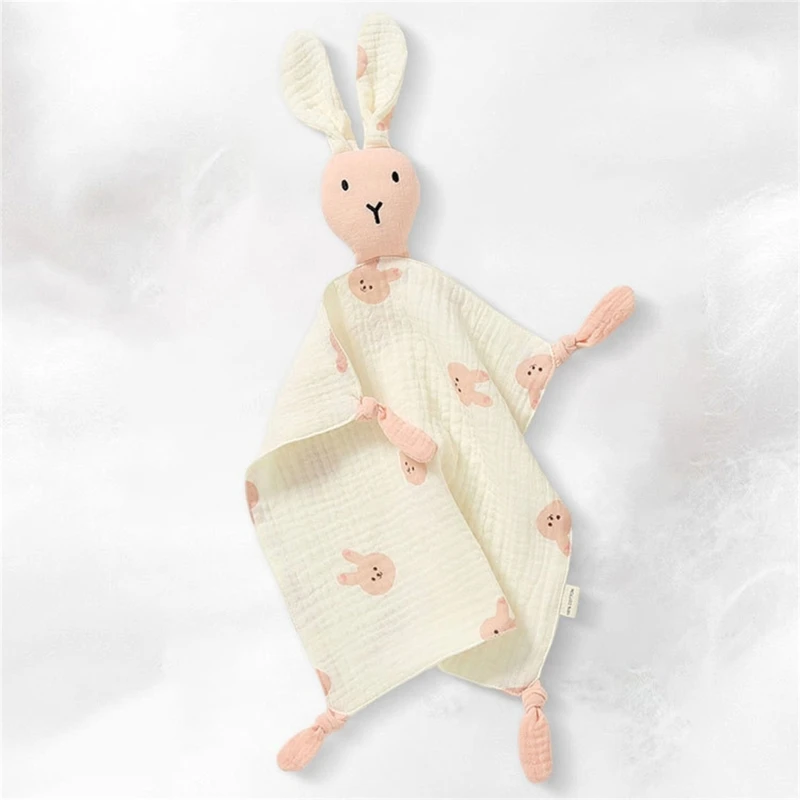 New Design Baby Face Towel Stuffed Rabbit Baby Sleeping Cuddle Security Blanket Newborn Cotton Muslin Appease Towel Handkerchief