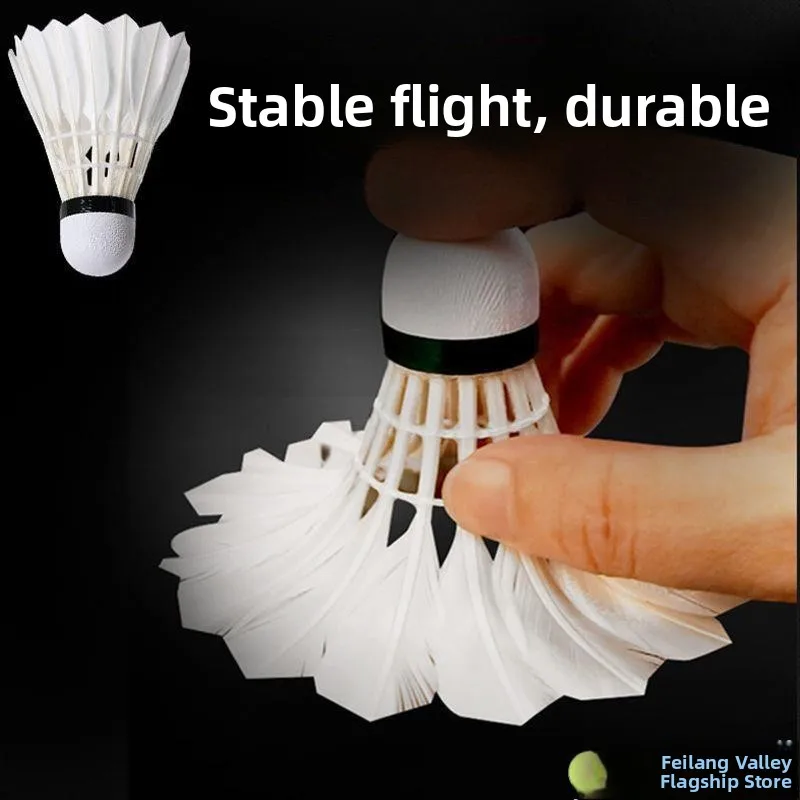 

Профессиональные ветроустойчивые воланы для бадминтона, набор из 12 штук, прочные, из гусиных перьев, для тренировок и развлечений в помещении и на улице