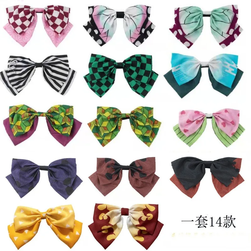 

Anime Demon Slayer Cartoon Cosplay Bowknot Hair Ring Kimetsu No Yaiba Hairpin Shinobu Zenitsu Kyoujurou Fashion Gift