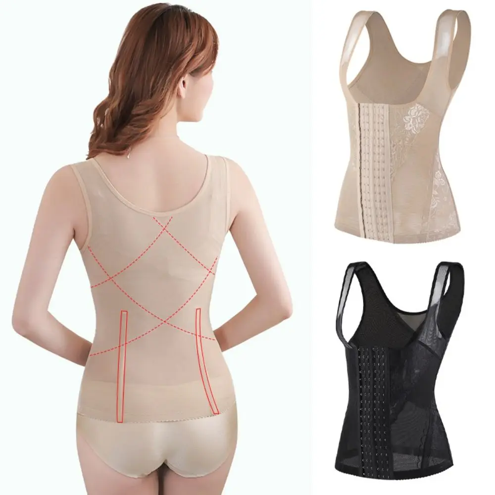 

Tummy Control Slimming Body Shaper Push Up Vest Lace Trimmer Camisole Front Buckle Breathable Thin Compression Shapewear Sport