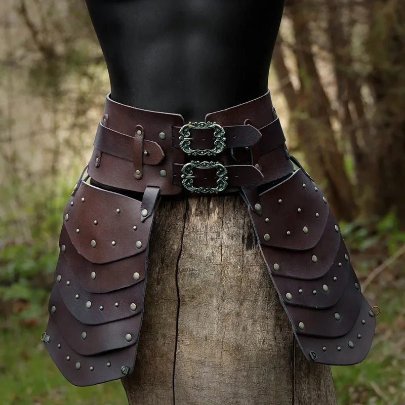 Verstelbare Middeleeuwse Oude Tovenaar Gladiator Greaves Riem Rollenspel Cosplay Kostuum Lederen Armor Romeinse Rok Party Props