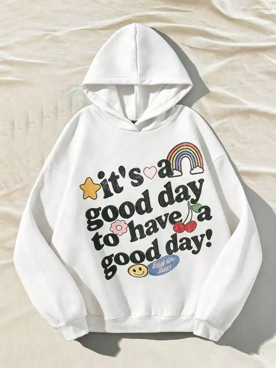 Retro College Graphic Good Day Sweatshirt, It's A Good Day To Have A Good Day Sweater,Positive Quote Pullover,Motivational Crewneck