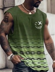 2023 Summer New Men's Tank Top Pattern Tribe Round Neck Loose Clothing Daily Sports Sleeveless Printed Fashion Design Menswear