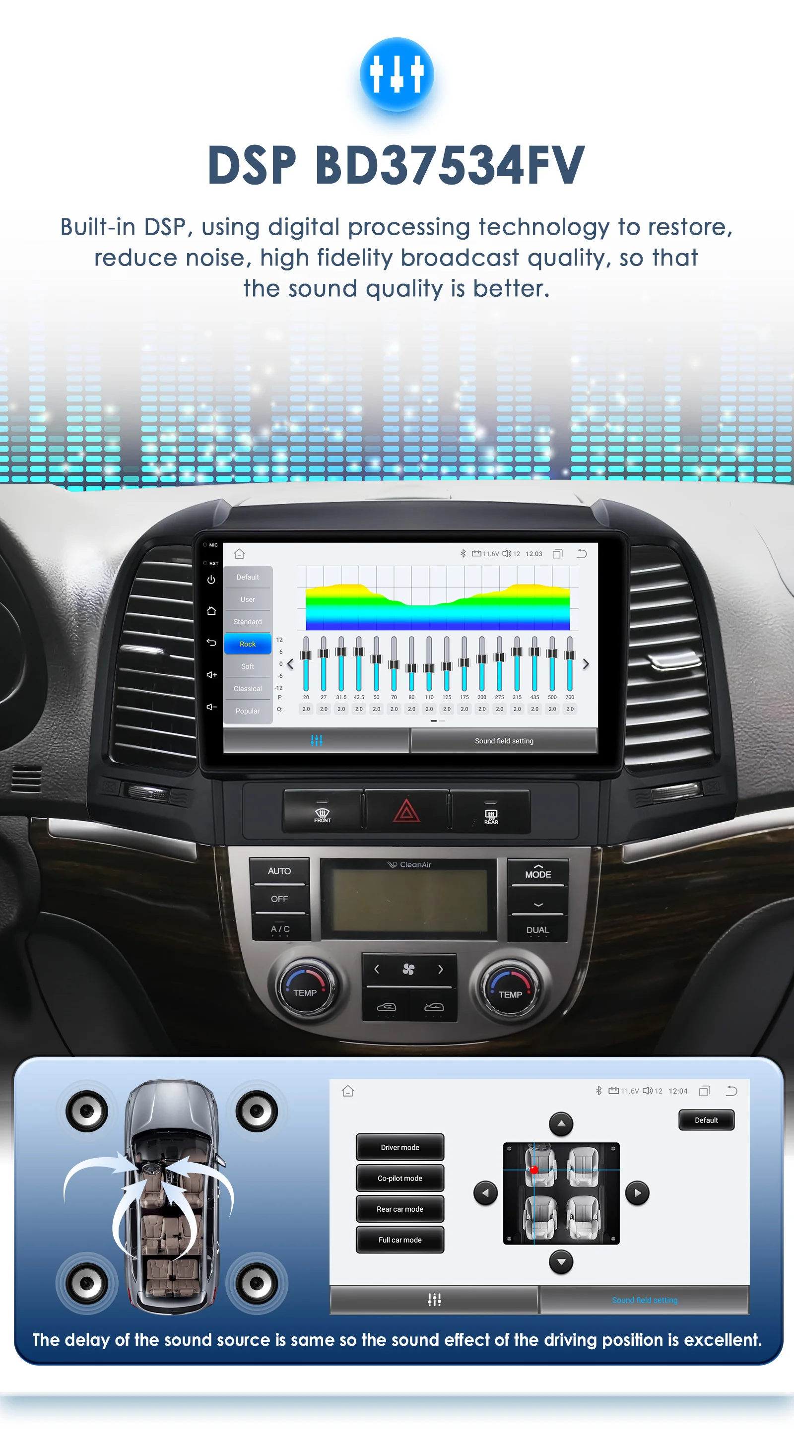 9" Hizpo 2Din Android Auto Car Radio for Hyundai Santa Fe 2 2006 - 2012 RDS DSP GPS Navigation SWC BT 4G CarPlay UI8581 System
