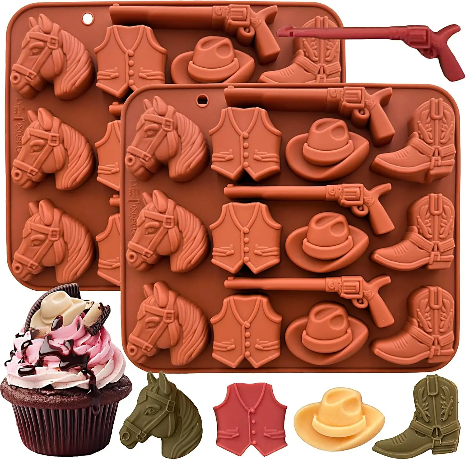 Cowboy Hat Boot Horse Saddle Shape Silicone Candy Molds Western Themed Party Baking Mould Cake Decoration Accessories