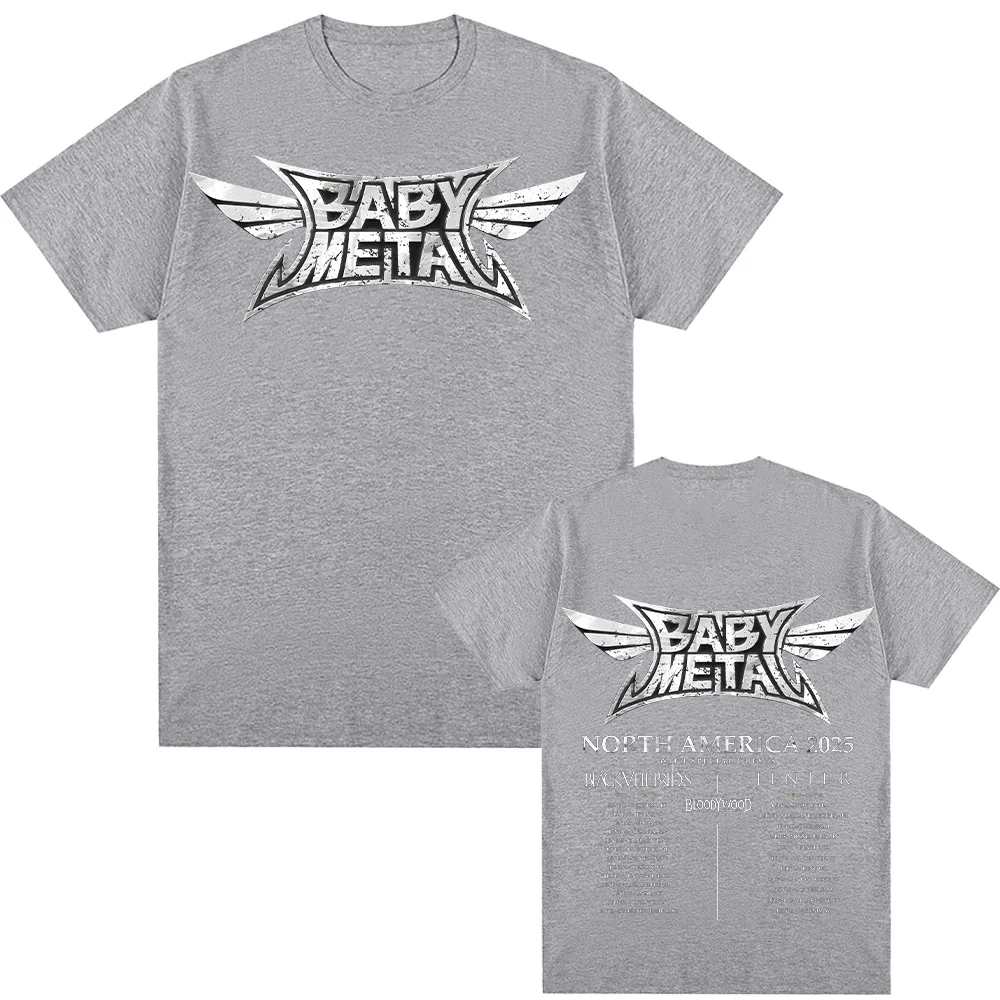Babymetal North America Tour 2025 T-shirts Vintage Babymetal Japan Metal Rock Band Tshirts Men Women's Pure Cotton Tees Harajuku