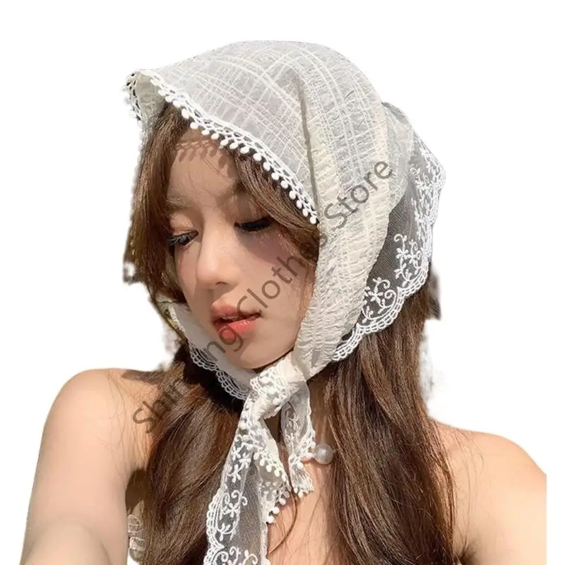 M68A Floral Lace Capelli Bandana Bandana Cravatta annodata Kerchief French Head Kerchief French Head Kerchief French Head per le