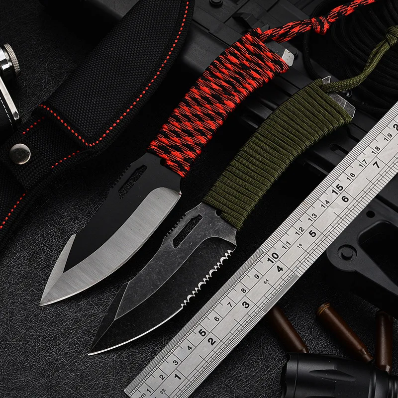 Field high hardness tactical knife Outdoor straight Wilderness survival no-folding knife Stainless Steel Multi-scenario use