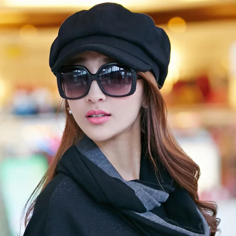 Newsboy Caps Women Autumn Winter Beret Cap Octagonal Beret Driving Hat Female Sunscreen Hats Painter Tour Cap Gorras