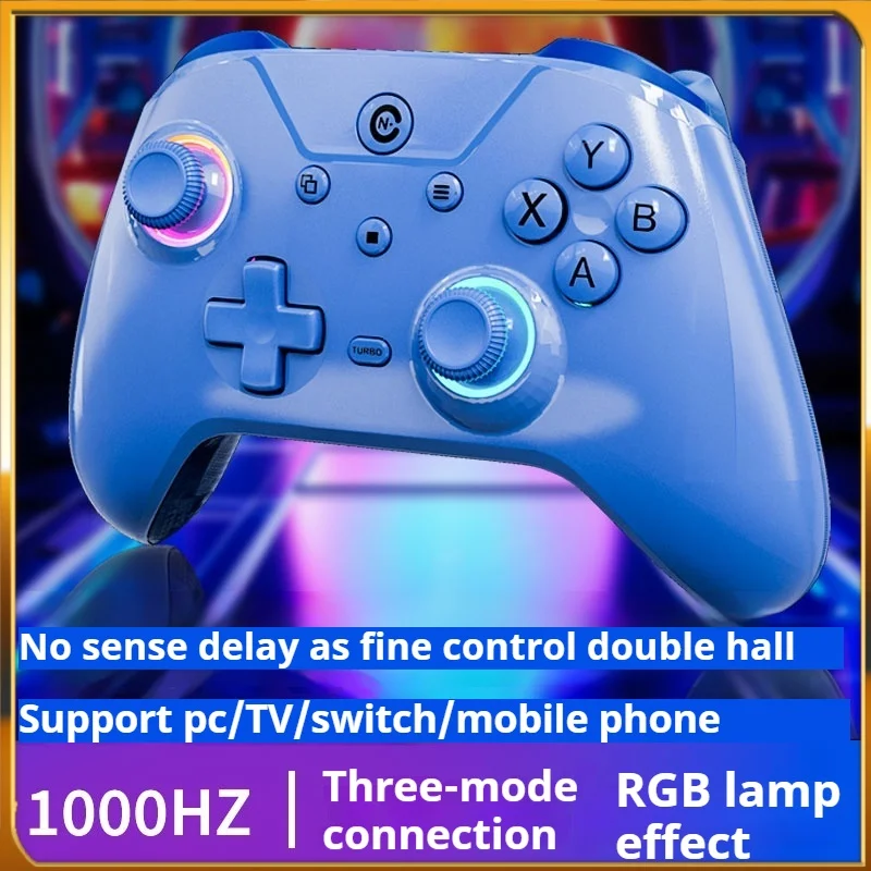 Wireless Game Controller Low Latency Hall Trigger 3d Power Joystick Rgb Light Effect Dual Vibration Motor Ergonomic Designs