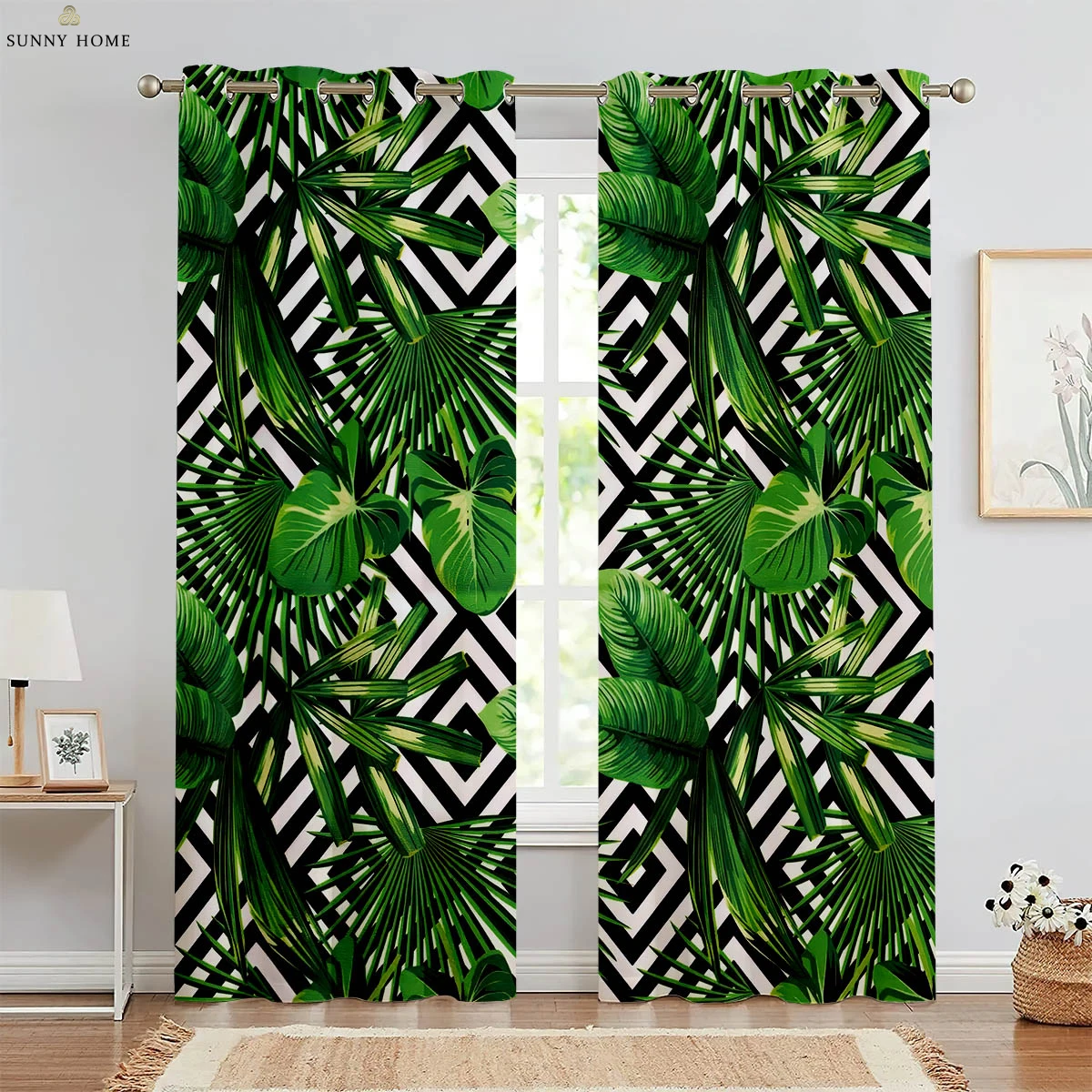 

Simple Tropical Vegetation Leaves 3d Printed Curtains Bedroom Living Room Kitchen Decorative Curtains Can Be Customized 2pcs