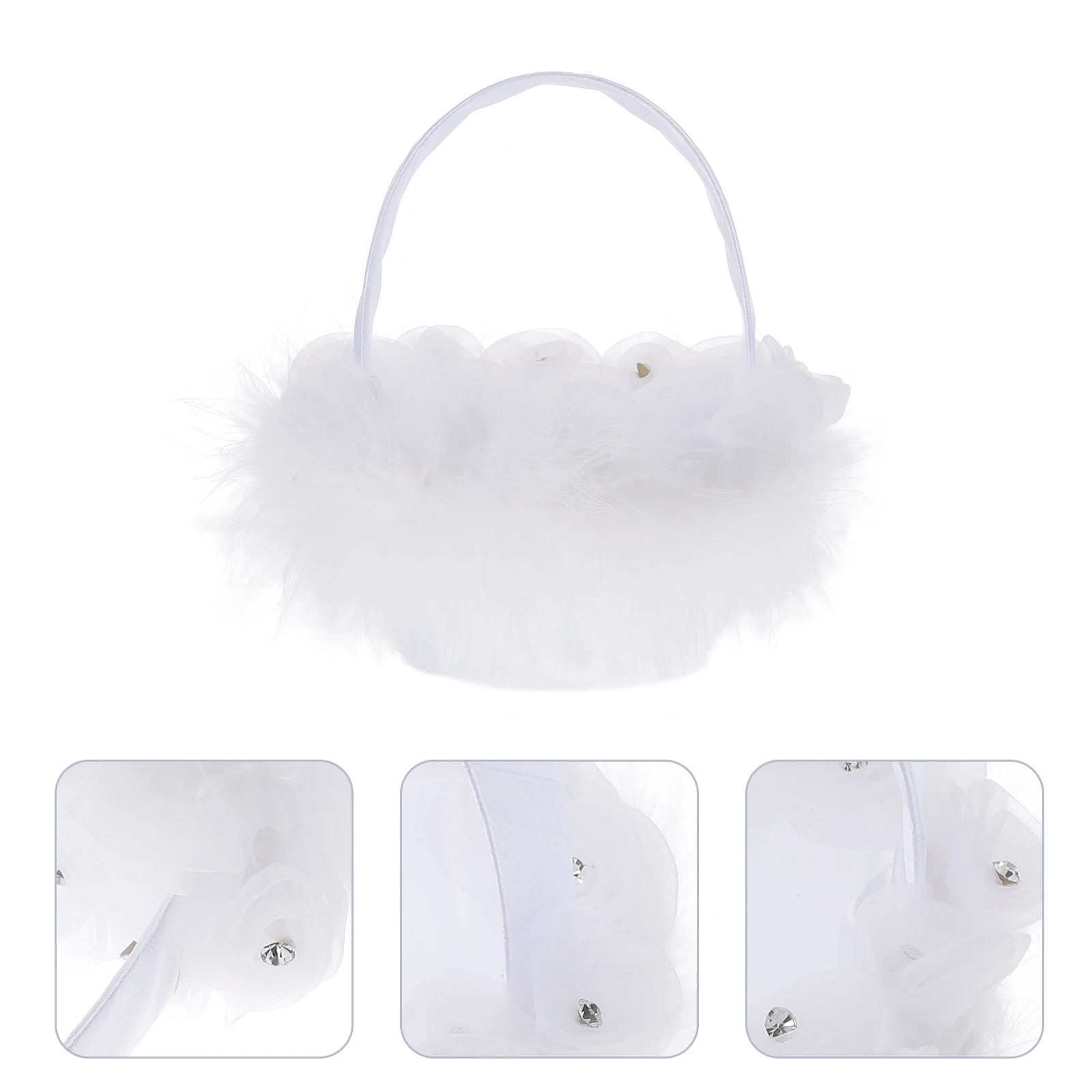 

1pc Wedding Flower Basket Lace Design Petal Scatter Basket For Ceremony Decor Storage Container For Gifts Candies (White)