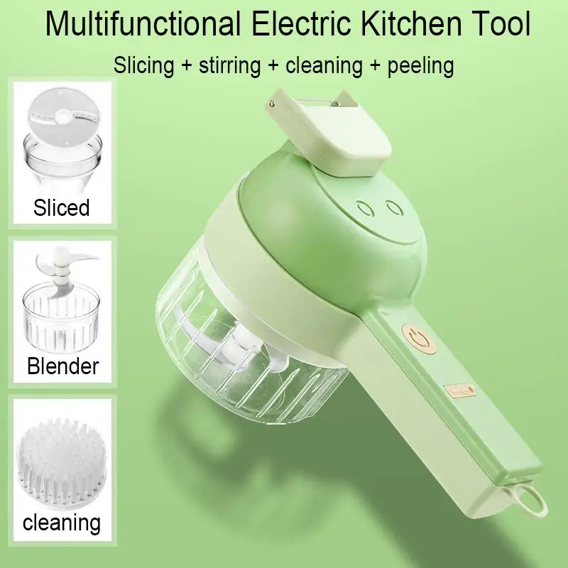 4 in 1 Handheld Electric Food Cutter Set, Kitchen Gods Wireless Food Processor for Fruits, Vegetables and Meat