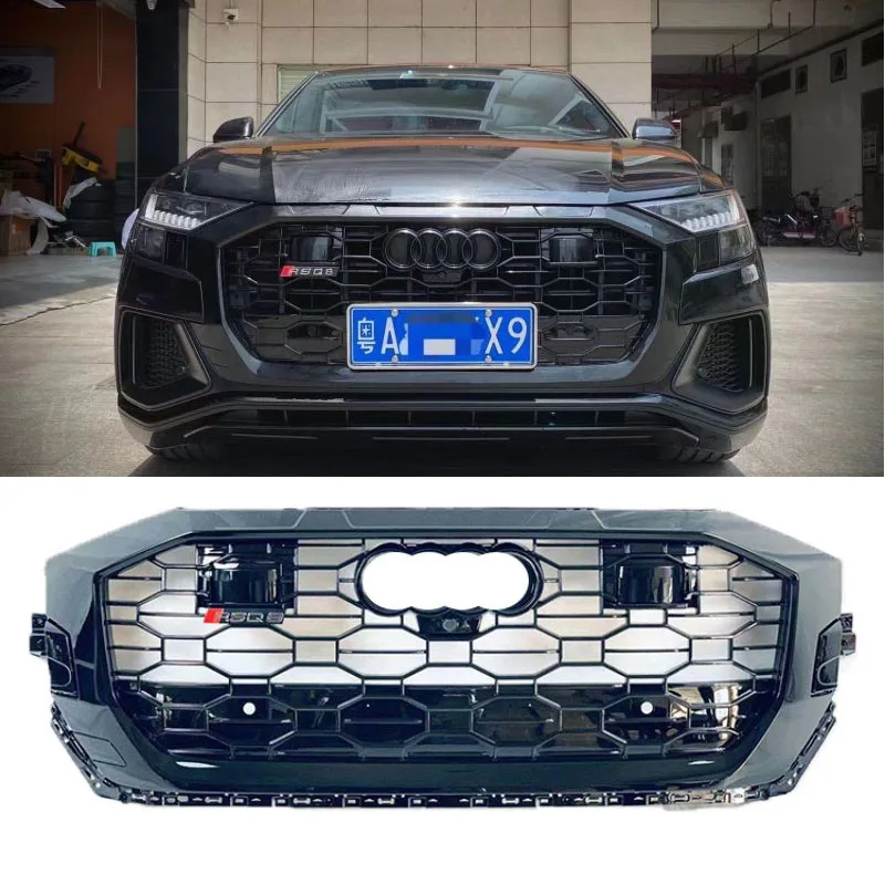 

For Audi Q8 Grille Modification RSQ8 Grille Upgrade Cellular ACC Grille Black Warrior Mesh Mask