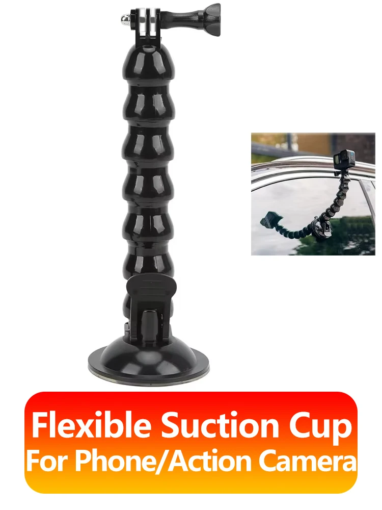 Support de voiture à col de cygne à ventouse Flexible, pour GoPro 13 12 11 10 9 Insta360 SJCAM AKASO DJI Osmo, accessoires de caméra d'action