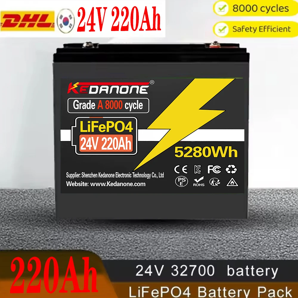 

100%New 32700 24V 220Ah lithium iron phosphate battery Built-in 120A BMS,for Solar Marine Overland Off-Grid LiFePo4 Batt