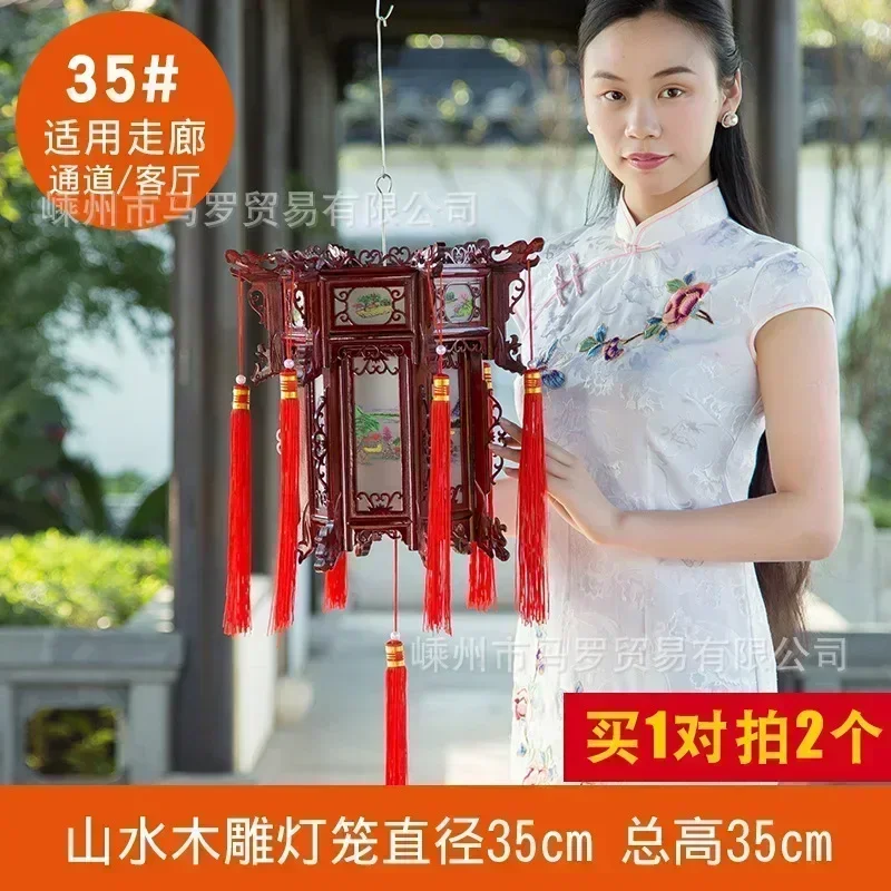 Chinese lantaarn gesneden houten paleislantaarn zeshoekig rood housewarming buiten antieke decoracion Chinese nieuwjaarsdecoraties