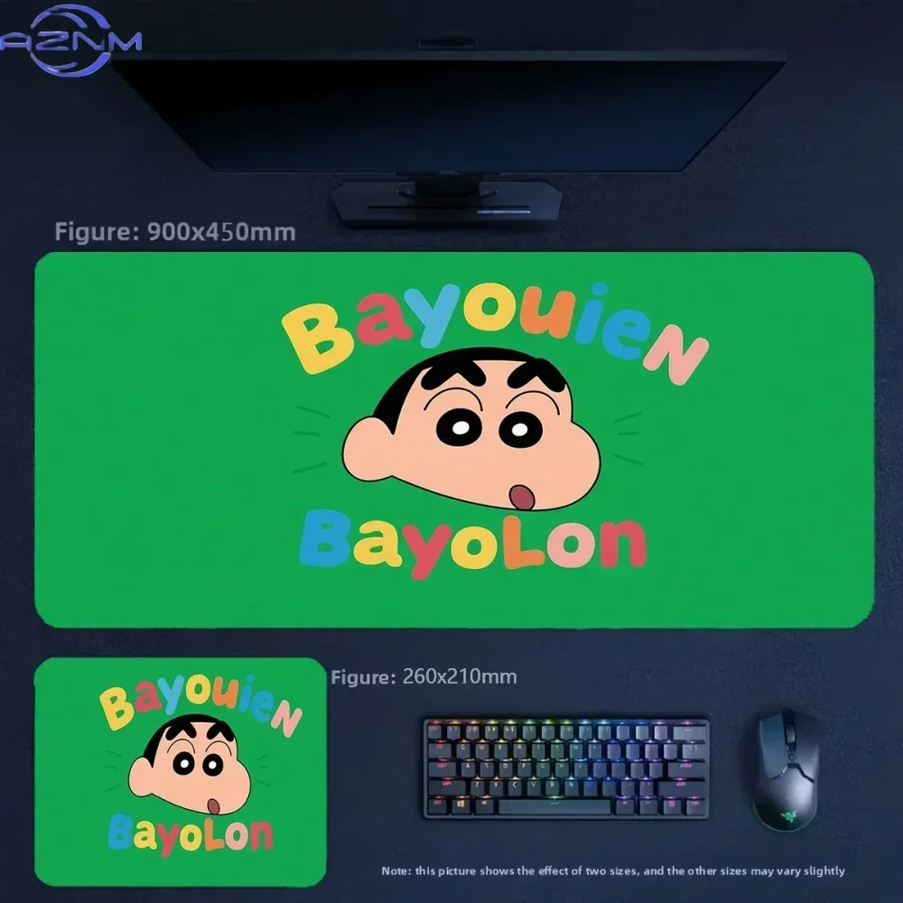 Cute Anime Crayon Shin‑chan Backyard Play Scene Large Mousepad, Rubber Non‑Slip Extended Gaming Desk Mat, Waterproof Anti‑Fray M