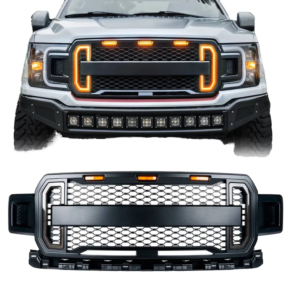 Spedking 2018 2019 2020 pickup accessories raptor bodykit Front car grille with DRL light for FORD F150 Grille