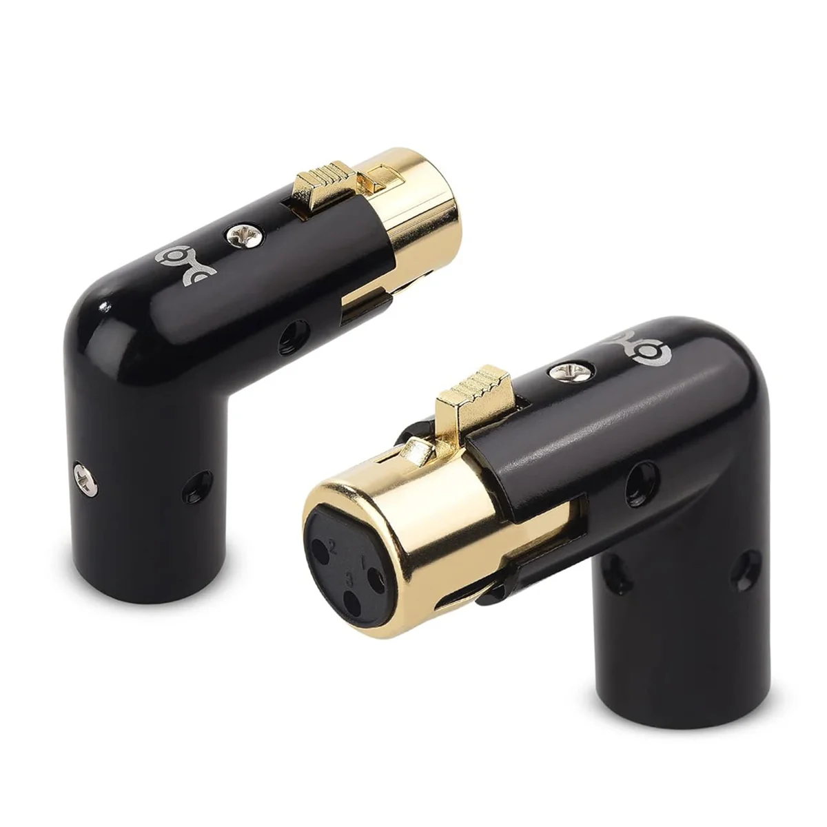 Adaptateur XLR mâle vers femelle à angle droit, prise audio réglable, 3 broches, noir, résistant, XLR 90, 2 pièces