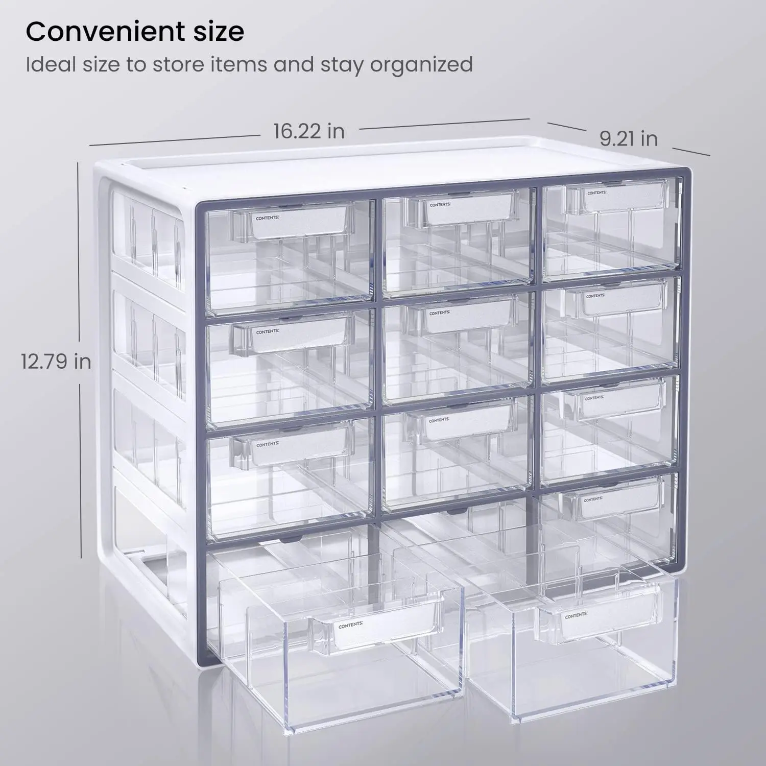 

12 Drawer Organizer and Storage Cabinet – Clear Plastic, Stackable Drawers for Makeup, Crafts, Sewing, Office Supplies,Hot Sale