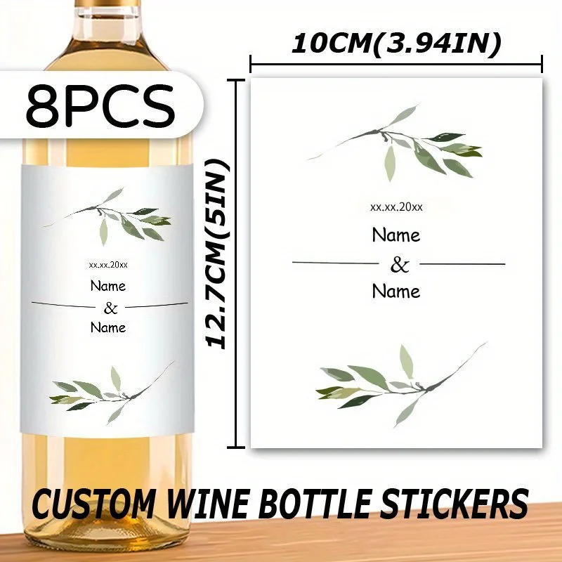 [Customized Products] (Upgraded Version, Sun-Proof and Waterproof) Custom 8-Piece Wedding Wine Bottle Stickers