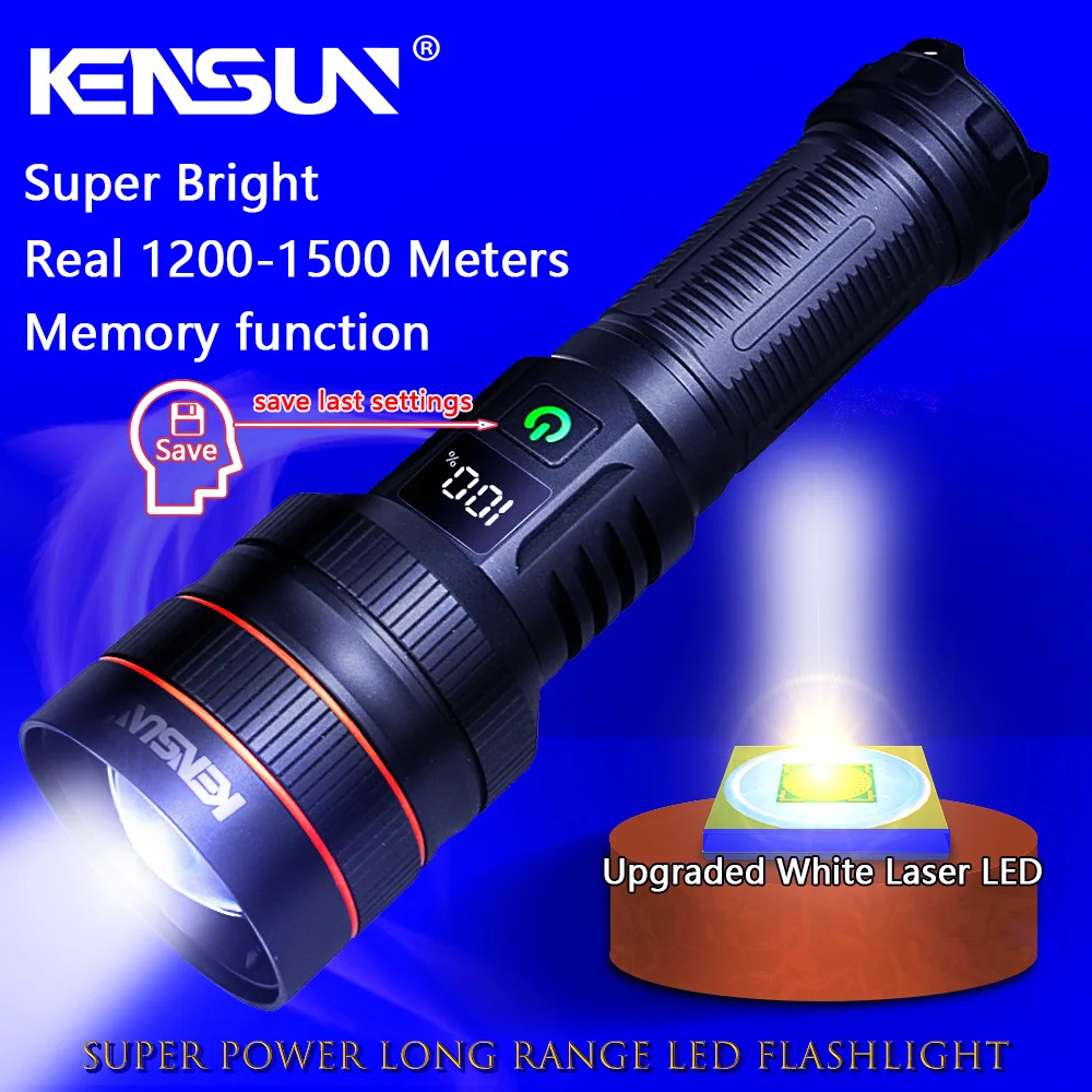 New Powerful Super Long Range LED Flashlight Type-C Charging Strong Light Tactical Torch Lamp Outdoor Camping Lantern Waterproof