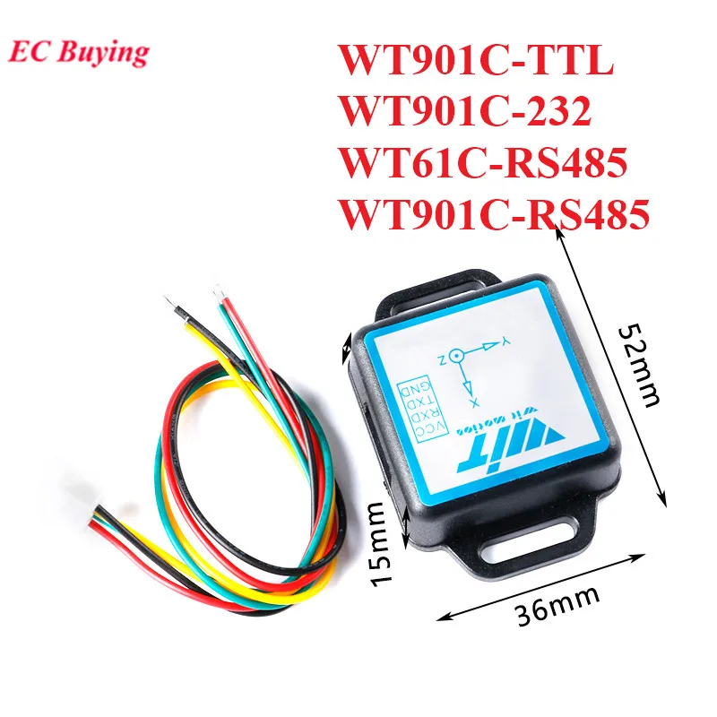 Wt901c wt61pc wt61c para rs485/232/ttl 9/6 eixos sensor imu ângulo de inclinação rolo passo orvalho + aceleração + giroscópio + magnetômetro mpu9250