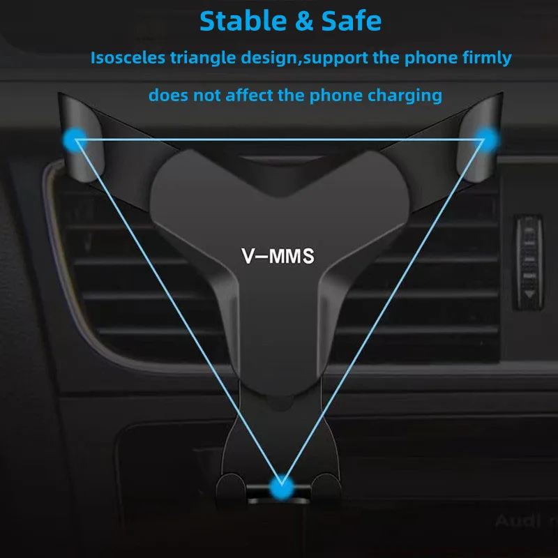 Soporte de gravedad para teléfono en coche, Clip de montaje en rejilla de ventilación, No magnético, para iPhone 13, Xiaomi y Samsung