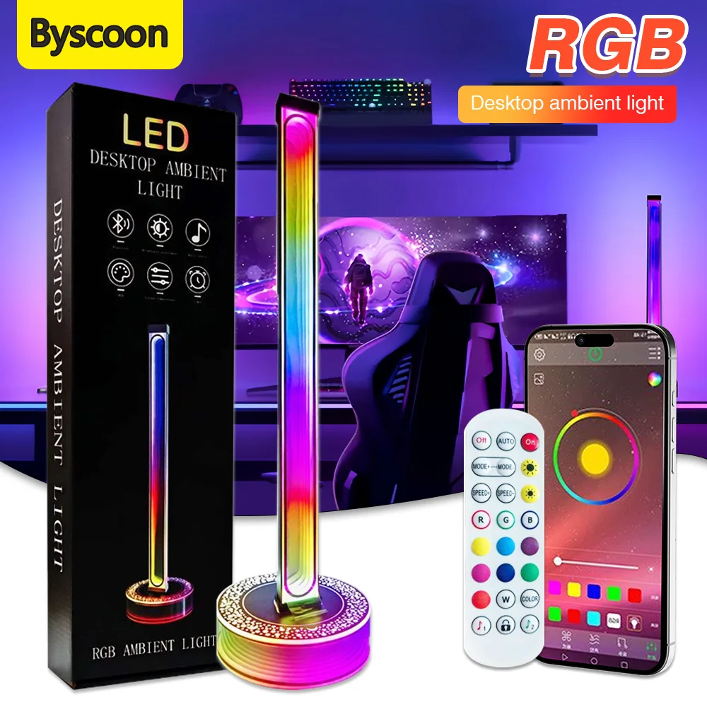 

RGB LED Music Sync Ambient Light APP Remote Control USB Pickup Rhythm Mood Lighting Gaming Desktop Floor Lamp For Bedroom Lights