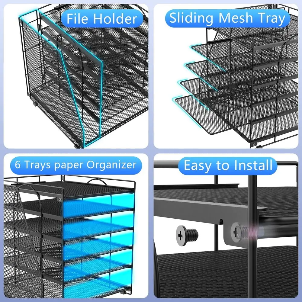 منظمات وملحقات مكتب جيانوتر، منظم ورق 6 طبقات مع حامل ملفات، منظم مستندات، ديكور مكتب، مكتب منزلي