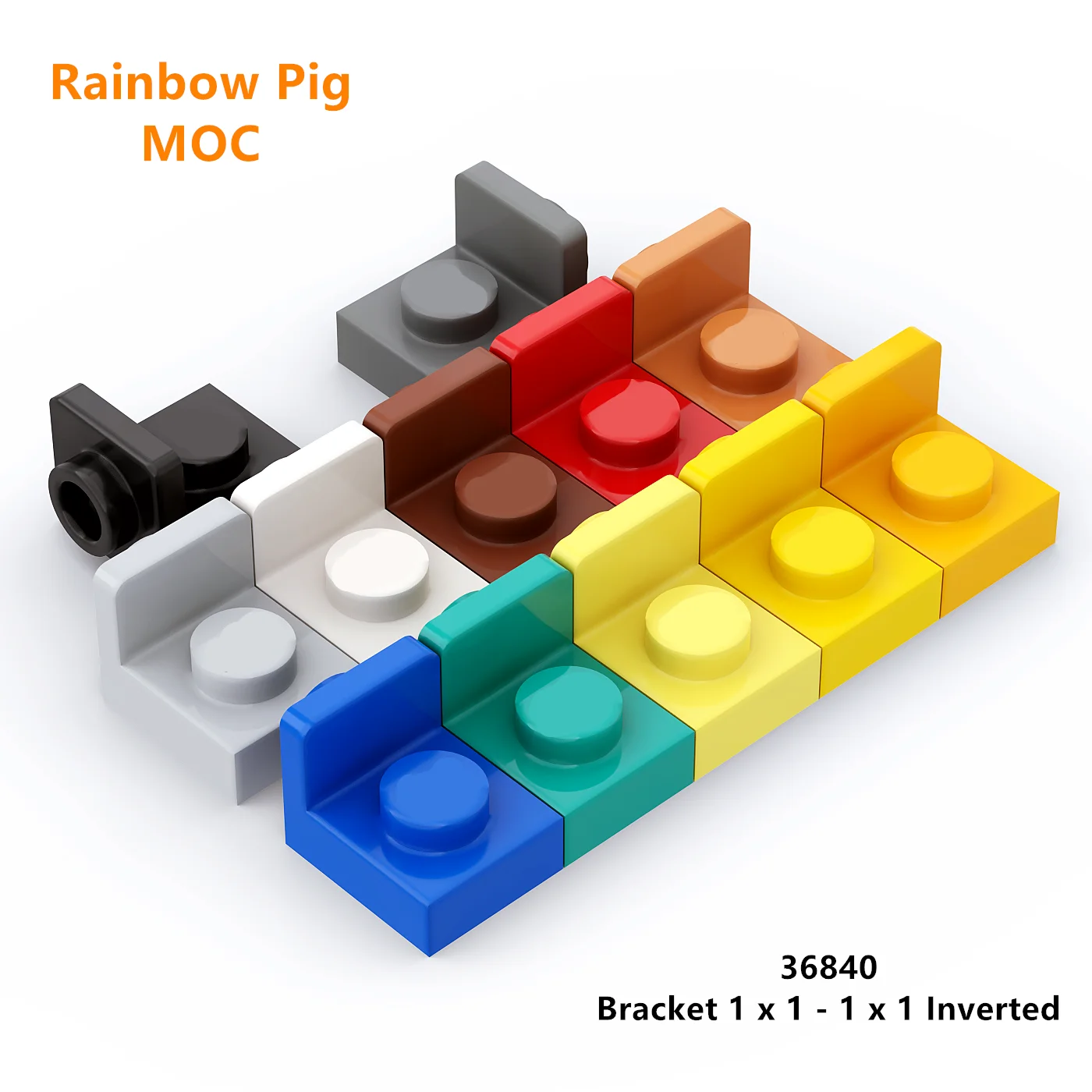 Rainbow Pig MOC Particles 36840 Bracket 1 x 1 - 1 x 1 Inverted Building Blocks Parts DIY Assembles Educational Tech Parts Toys