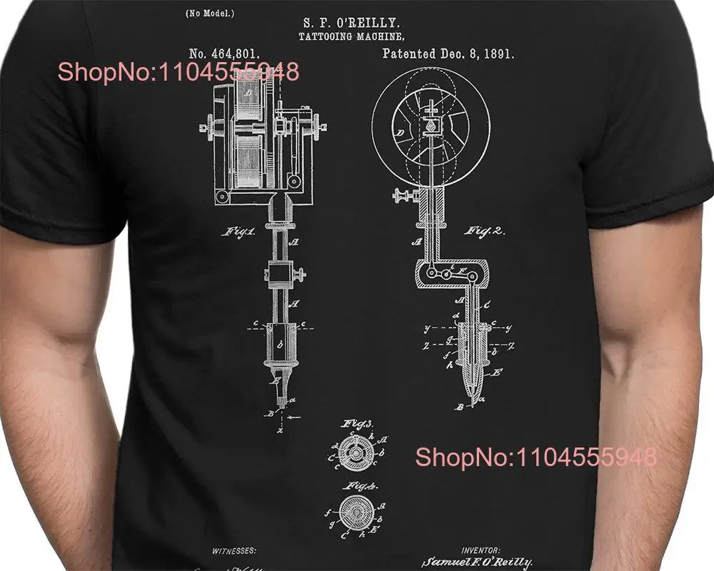 Tattoo Machine Patent Request T shirt S XXL Tattoos Tats Body Art Artist Drawing Cool  long or short sleeves