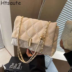 2023 New Bag Women'S Fashion Autumn And Winter Rhombus Messenger Bag Soft Leather Chain Bag Vintage Single Crossbody Bags Female