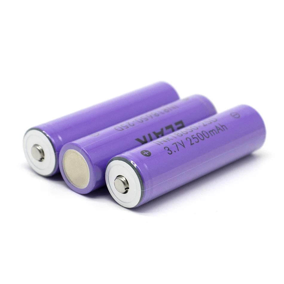 Bateria de lítio poderosa atual alta, pilha de poder apontada, chave de fenda 25D, 2500mAh, 3.7V, 30 A, 18650